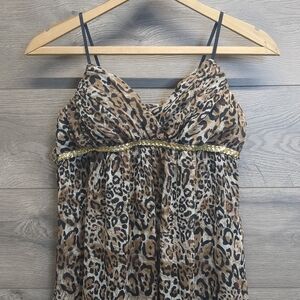 Ruby Rox Y2K Leopard Print Spaghetti Strap Top Women's Juniors Size 9